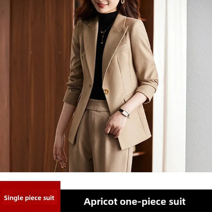 Black Suit Set Women's Workwear Professional Autumn Winter Outfit Small Size Career Outerwear Office Uniform Long Pants