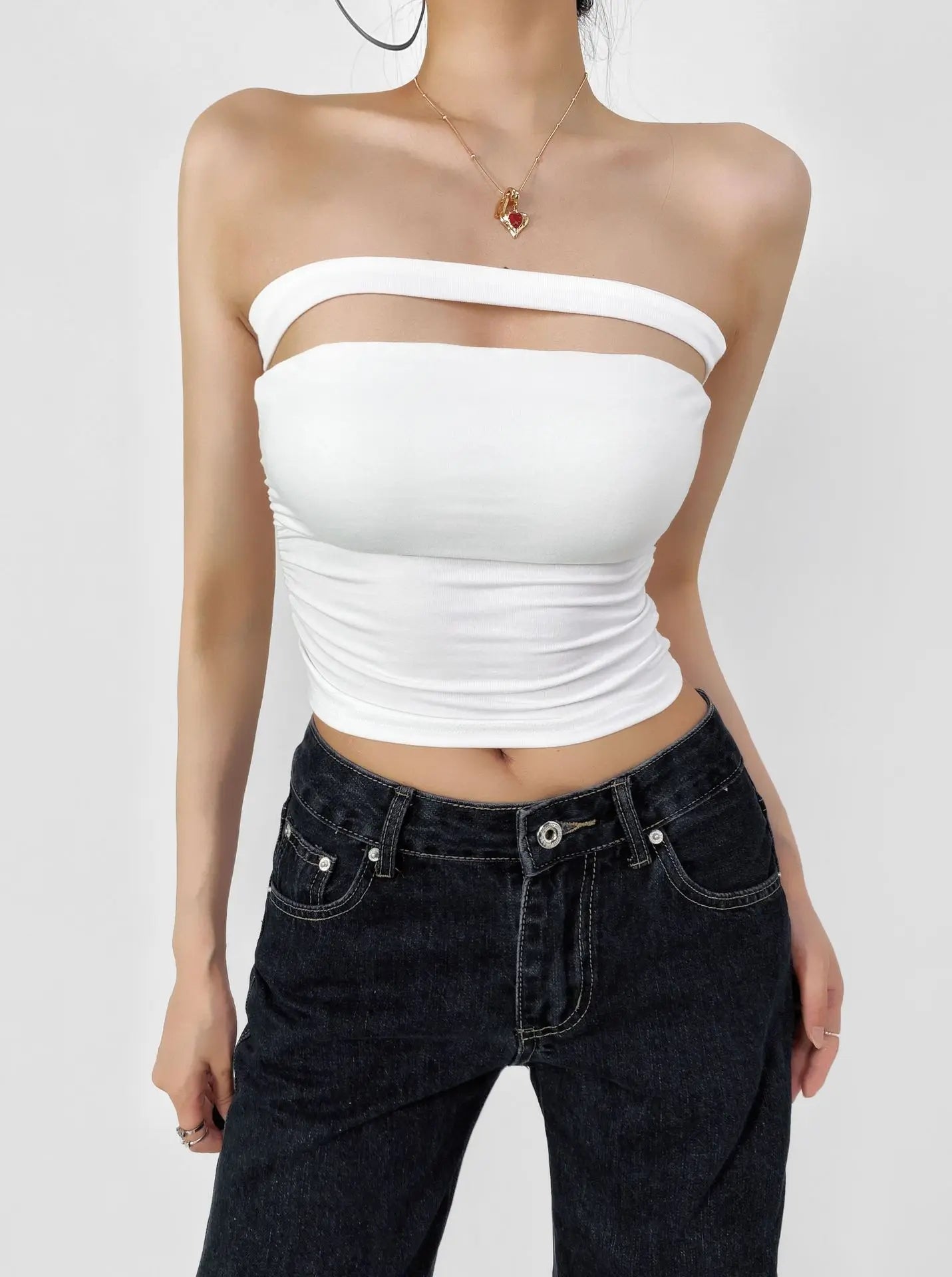 American Style 2025 Summer Multi-Wear Strapless Crop Top Women's Elastic Slim Fit Sexy Inner Short Wrap Chest Vest