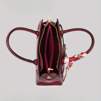 JIOMAY Women's PU Leather Solid Color Square Handbag Red Wedding Bag Lightweight Large Capacity Multi Layer Crossbody Bag