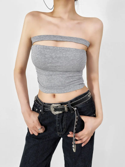 American Style 2025 Summer Multi-Wear Strapless Crop Top Women's Elastic Slim Fit Sexy Inner Short Wrap Chest Vest