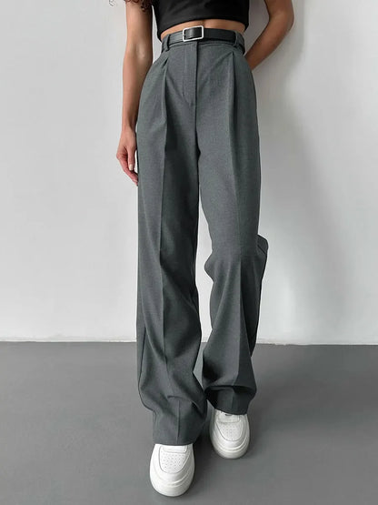 Classic Formal Straight Leg Pants Spring and Summer Women's Versatile Casual Wear Loose Fit Office Tourism Darp Wide Leg Pants