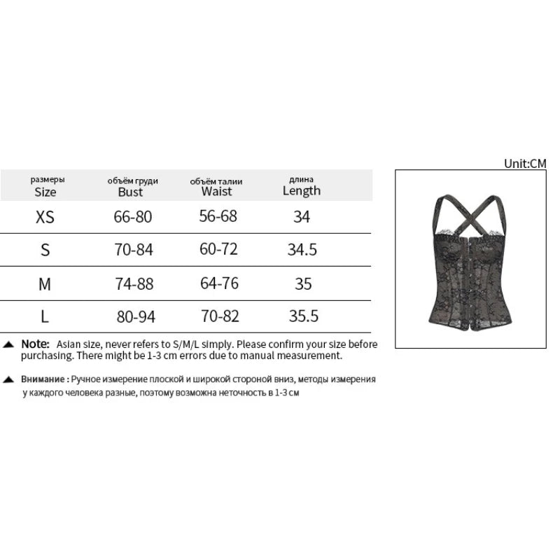 Women Fashion Elegant Lace See Through Skinny Mini Y2K Underwear Corset Crop Tops 2025 Sleeveless Sexy Club Slim Fit Tank Top
