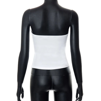 y2k Strapless Corset Tops Summer White Off Shoulder Tanks Women Sleeveless Tube Top Sexy Skinny Fit Bustier Clothes