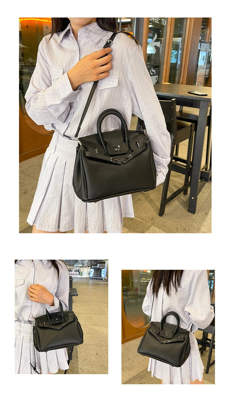 Luxury Line Women Tote Bag Vintage Leather Crossbody Bag High End Shoulder Handbag Premium Edition