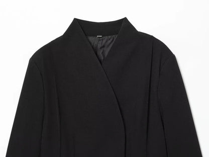 ETJ 2025 women's new fashion design three-dimensional cut high collar slim suit jacket & matching casual trousers