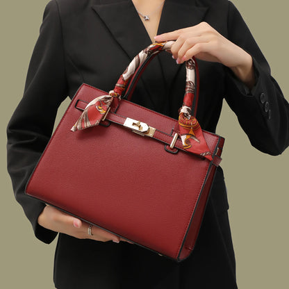 JIOMAY Women's PU Leather Solid Color Square Handbag Red Wedding Bag Lightweight Large Capacity Multi Layer Crossbody Bag