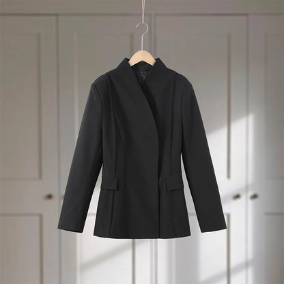 Elegant Blazer Pants Set Women Solid V-neck Long Sleeve Button Coat Wide Leg Trousers 2026 Spring Fashion Office Lady Outfits