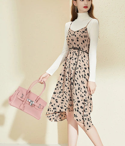 Women's Genuine Leather Fashion Handbag Top Handle Pure Color Casual Tote for Ladies Functional Commuting Shoulder Bags