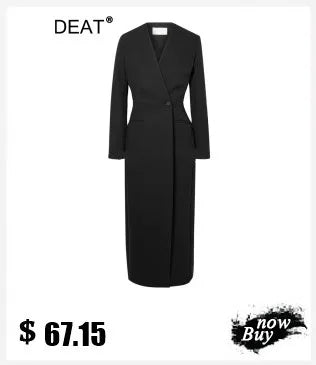 DEAT Fashion Blazer Women's Shawl Collar Solid Color Long Sleeves Single Button Suit Jackets New Tide 7AB8499