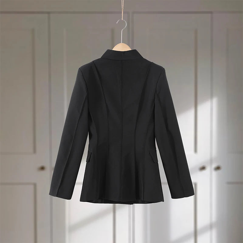 Elegant Blazer Pants Set Women Solid V-neck Long Sleeve Button Coat Wide Leg Trousers 2026 Spring Fashion Office Lady Outfits