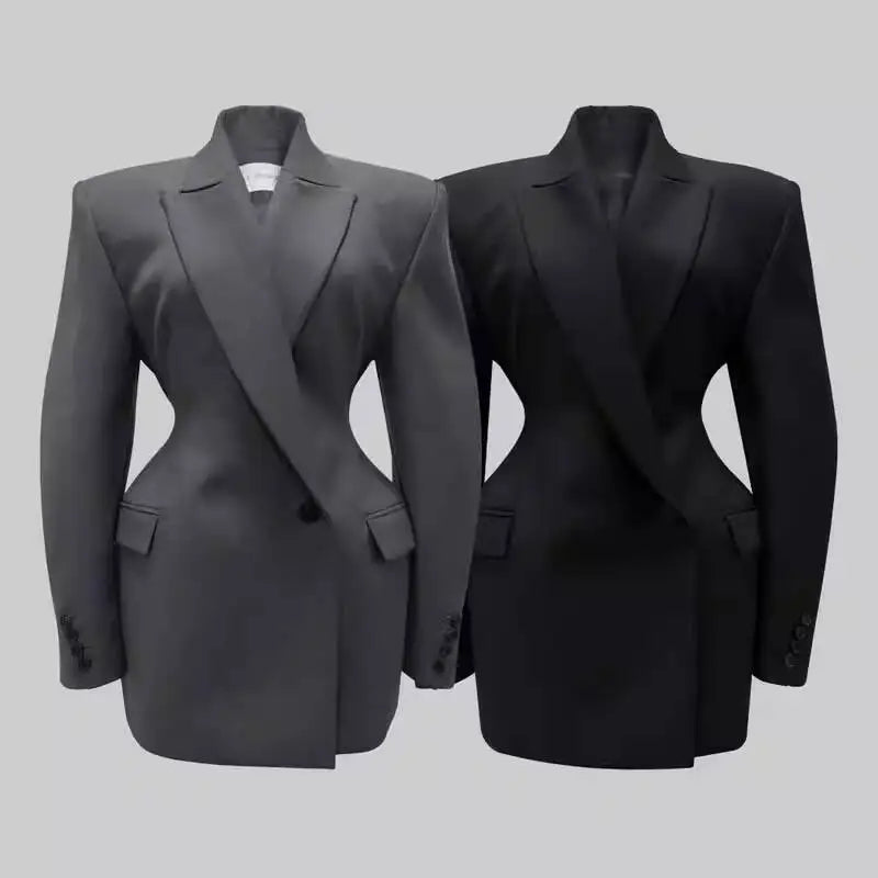VTKW 2025 Spring Women's Single Button Long Sleeve Office Formal Jacket Career Chic Ladies Fashion Solid Color Casual for Women