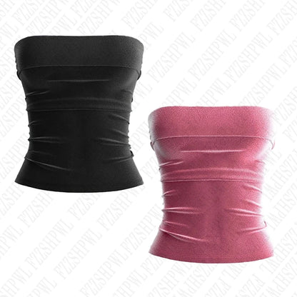 Solid Color Street Casual Versatile Women's Sleeveless Tube Top Tank Vest Retro Y2K Emo Girl Hip Hop Rock Slim Fit Sexy Crop Top