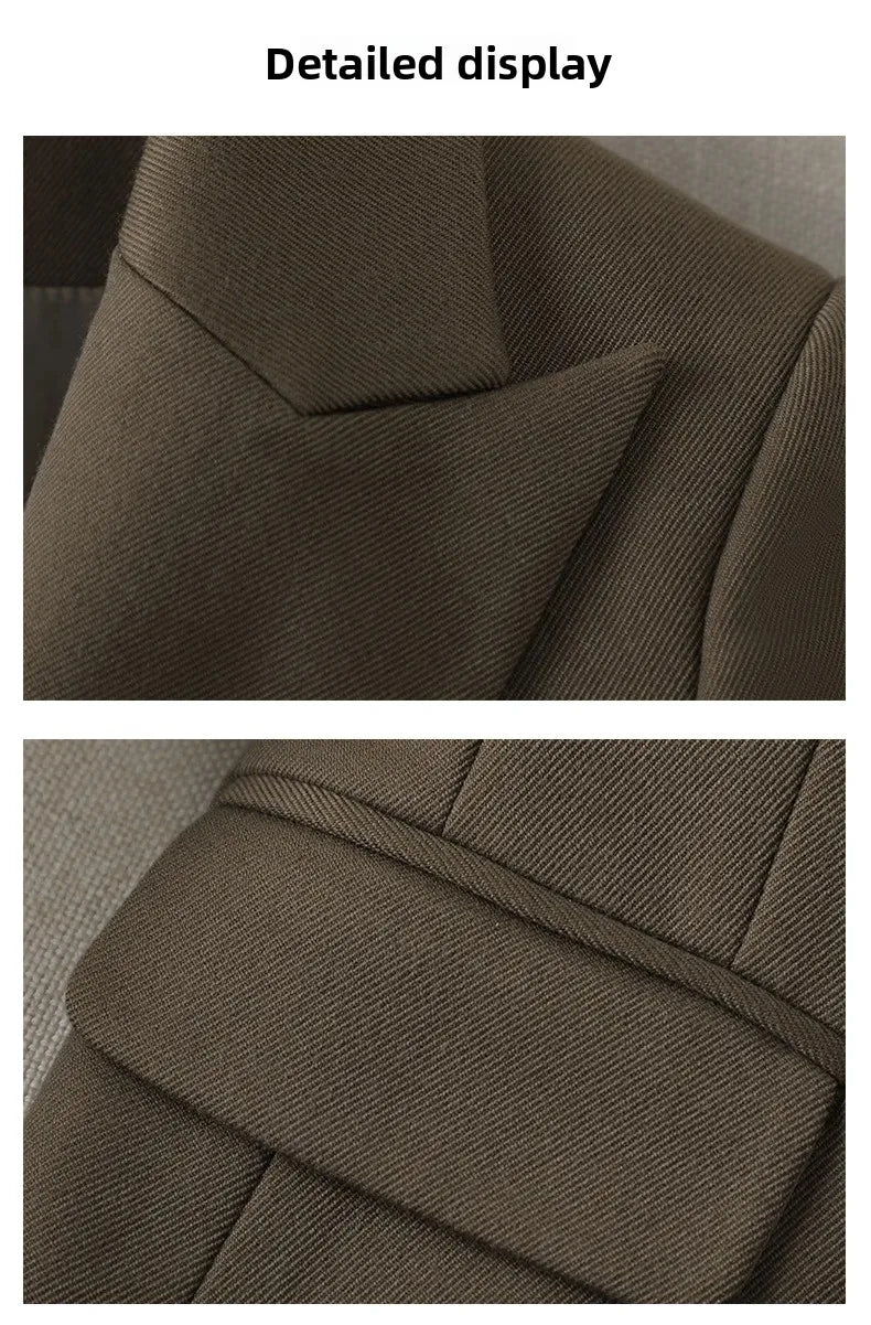 Black Suit Set Women's Workwear Professional Autumn Winter Outfit Small Size Career Outerwear Office Uniform Long Pants