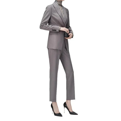 Women's Fashionable Three-Color Woolen Suit Set One Button Design Polyester Fiber Skirt Ensemble Autumn Collection